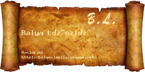 Balya László névjegykártya