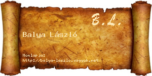 Balya László névjegykártya